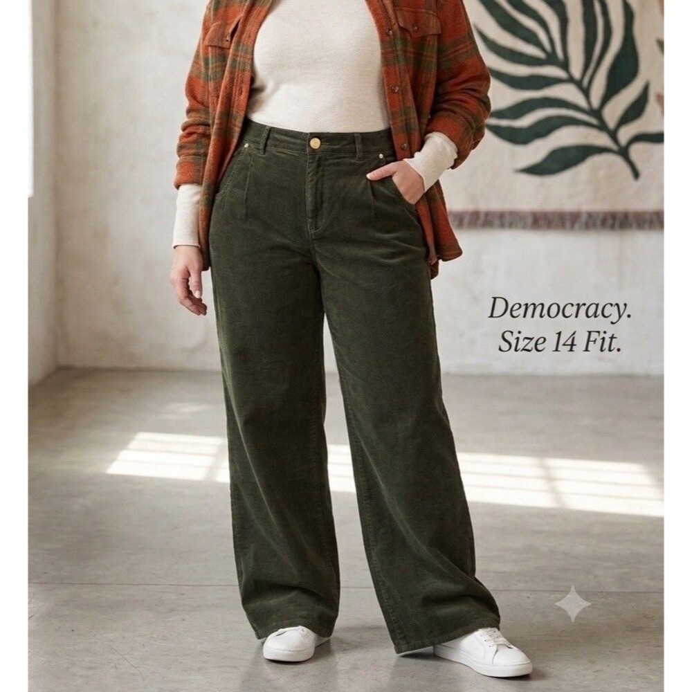 Democracy 'Ab'Solution Skyrise Wide Leg Corduroy Pants Women’s Size 14